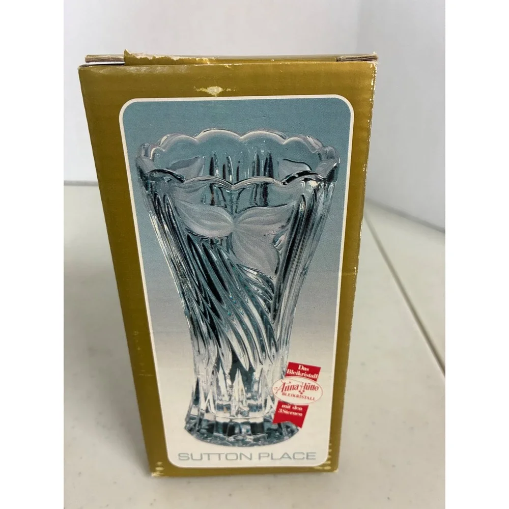 Anna Hutte Sutton Place Lead Crystal Bud Vase 6.25 Inch West Germany Clear Boxed